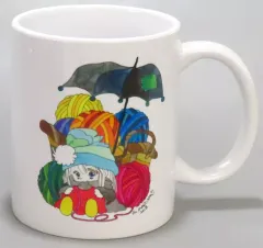 ★萩岩睦美★直筆サイン入り マグカップ　水色◆萩岩睦美の世界展◆◆北九州漫画ミュージアム