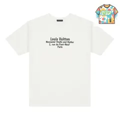 【今日WTO】Louis Vuitton LV ショーフロアスタッフ大文字ロゴプリント T シャツ-GJ44