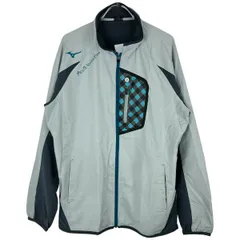 古着 メンズL MIZUNO/ミズノ ジャージ クロスジャケット ジップ スポーツ トレーニング グレー/ブルー/ブラック/チェック柄 32JC4130 gl00133