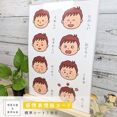 【ショップス割引】感情表情絵カードシート 男の子用　視覚支援 発達障害 自閉症 保育療育グッズ
