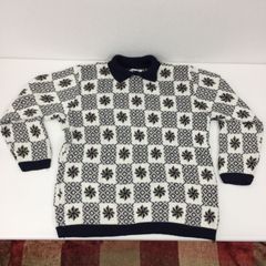 L　ALFRED DUNNER ニット セーター USA製 アルフレッドダナー総柄　雪　　輸入　古着