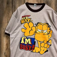 BJKN リンガー Tシャツ ビンテージ 古着 茶色 ガーフィールド アメコミ キャラ 猫 アニメ イラスト Lサイズ 2503  2980 p10