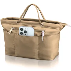 【人気商品】[アンコール](モカ) メンズ レディース インナーポーチ ポーチ 撥水 軽量 上質ナイロン インナーバッグ バックインバック とびだす持ち手】 バッグインバッグ【新機能 Annekor
