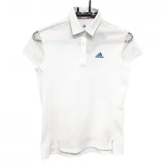 【新品】アディダス 半袖ポロシャツ 白 袖メッシュ ロゴブルー  レディース S ゴルフウェア adidas