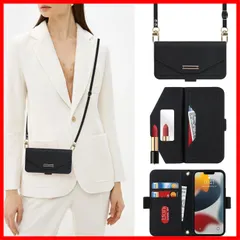 【速発送】m 13mxケース ショルダー 鏡 13プロマックスケース 手帳型 ストラップ付き ミラー カード収納 財布 あいふぉん13ケース mx クロスボディケース 肩がけ 耐衝撃 レザー い13 mx ケース カバー -黒