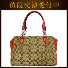 コーチ トートバッグ ec-22172 ベージュ ブラウン レッド