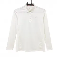 アディダス 長袖ポロシャツ 白 立体ロゴ 一部透け感 レディース M ゴルフウェア adidas