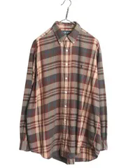 【お得なクーポン配布中!】 90s ラルフローレン チェック 長袖 ボタンダウン シャツ メンズ L オールド ポロ コットン 長袖シャツ マルチカラー ワンポイント Yシャツ