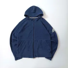 adidas アディダス フルジップパーカー スウェット ロゴプリント ネイビー系 L相当　B202507