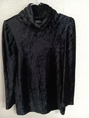 ベロア調ドレープネックトップス／Mサイズ／ブラック