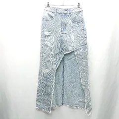 ◇ Θ GRL グレイル ダメージ加工 ロング 台形 デニムスカート サイズM ブルー レディース E  【1412090025600】