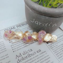 【No11】レジンヘアクリップ ドライフラワー ハンドメイド ピンク×パープル
