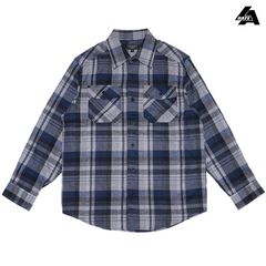 LA GATE FLANNEL L/S SHIRTS【NAVY×GRAY】 (M・L・XL・2XL)(エルエーゲート 通販 大きいサイズ チェックシャツ フランネルシャツ ネルシャツ 長袖 ボタンシャツ カジュアルシャツ)