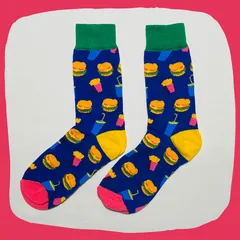 カラフル ハンバーガー クルーソックス #119