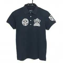 パーリーゲイツ 半袖ポロシャツ ネイビー×白 胸ロゴプリント  レディース 1(M) ゴルフウェア PEARLY GATES