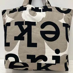 5312　marimekko　マリメッコ　トートバッグ　大容量　大きめ　AHKERA UNIKKO LOGO アーケラ　ウニッコ　ロゴ　ベージュ　ブラック　黒　旅行用バッグ　トラベルバッグ　レディース　キャンバス　シンプル　カジュアル　モダン　北欧　ナチュラル