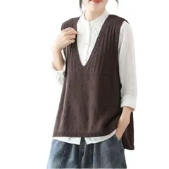 【新着商品】編み風 大きいサイズ レトロ 重ね着風 透かし トップス 無地 ニット 着せ カジュアル セーター 刺トップス おしゃれ レディース 花柄 ニットベスト きれいめニット [KOEKOI]