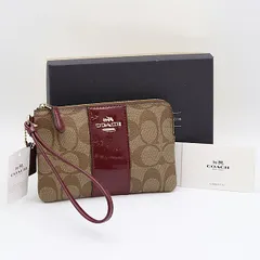未使用品 箱付 コーチ F54460 リストレットポーチ シグネチャー ブラウン ワインレッド ポーチ OKZ  2000000 NSK