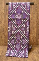 【新品・未使用品】銀通し生地に型染め　モダン花菱