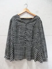 COMME CA DU MODE コムサデモード プルオーバー ブラウス 長袖 総柄 ブラック系 15サイズ