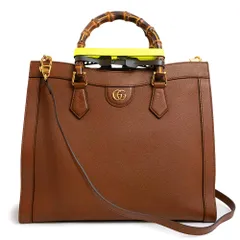 グッチ ダイアナ ミディアム トート 2way ショルダー ハンドバッグ 斜め掛け レザー ブラウン 茶 ゴールド金具 655658 GUCCI（未使用　展示品）