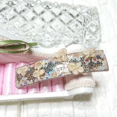ヘアアクセサリー バレッタ ホログラムのお花№267