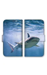 iPhone13 Pro ケース 手帳型 アイフォン13 プロ スマホケース 携帯ケース サメ 鮫 海 かっこいい 写真 ブルー ネイビー おしゃれ 水族館 カラー01