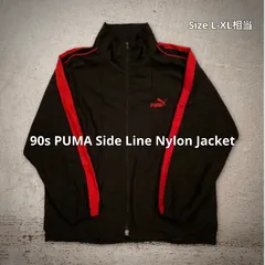90s PUMA Side Line Nylon Jacket プーマ ナイロンジャケット ブラック レッド サイドライン サイズL-XL相当 オーバーサイズ レトロ