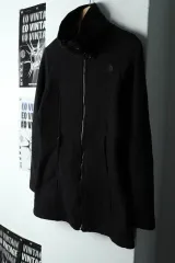 W(M-L) THE NORTH FACE ザノースフェイス ジップアップ ウィンドブレーカー アウター ジャケット フリース ブラック ロング -15750