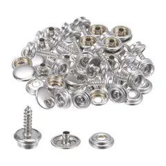 uxcell キャンバススナップキット 15mm スナップ ステンレス鋼 ネジ 留め具セット スナップ ボタン カバー カーペット 修理用 シルバートーン 20セット入り