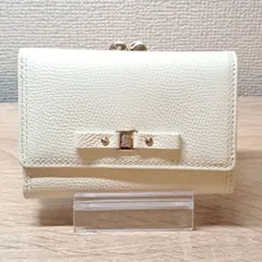 サマンサタバサプチチョイス　がま口財布　三つ折り財布　ミニ財布　リボンモチーフ　アイボリー　白