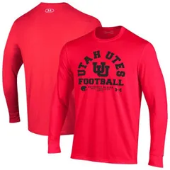 【送料無料】 アンダーアーマー メンズ Tシャツ トップス Men's Under Armour Red Utah Utes 2025 Sideline Football Performance Cotton Long Sleeve T-Shirt Ute R