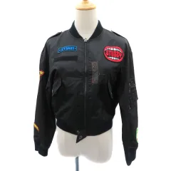 ステューシー STUSSY MA-1 ブルゾン ジャケット ショート丈 ワッペン M 黒 ブラック /YK5のサムネイル