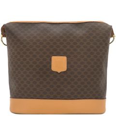 セリーヌ CELINE ショルダーバッグ マカダム PVC レザー ブラウン ゴールド金具 茶 【中古】