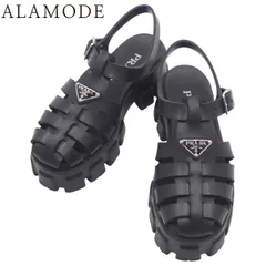 PRADA(プラダ) モノリス ラバー サンダル シューズ くつ 靴 アパレル 38 ラバー NERO ネロ ブラック黒 シルバー金具 1X853M_3LKK_F0002 レディース 40802153447【中古】【アラモード】