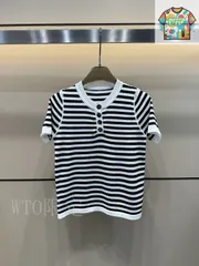 【今日WTO】Celine 25 夏季 ストライプニット T シャツ-BH73