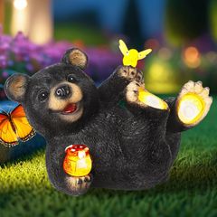 ソーラーライト ガーデンライト ガーデンオーナメント クマ 熊 くま 庭オブジェ 置物 癒しグッズ ガーデニング お庭 玄関ライト 園芸装飾