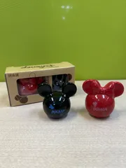 【新品未開封】ミッキー＆ミニー  黒(ミッキー)・赤(ミニー)セット×2  調味料入れ　小物陶器製 インテリア　★「管理No.F11129」