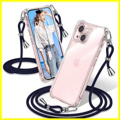 【在庫わずか】iPhone15 スマホケース 透明 耐衝撃 織りストラップ付き 肩がけ ショルダー 首掛け 紐付き クリア アイフォン15 カバー ケース 縄掛け シングルショルダーロープ 15 斜めがけ 調節可能なショルダー iPhone クロスボディ 多目