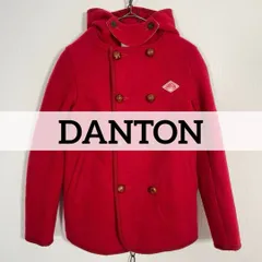 日本製 DANTON ウール ダブル Pコート レザーボタン ダントン レッド系 レディース サイズ34