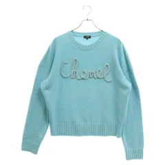 CHANEL (シャネル) 20SS ロゴデザインクルーネックニットセーター レディース P65189K61044 ブルーのサムネイル