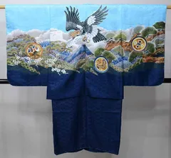 七五三 五歳 男児 羽織・着物・襦袢3点セット 豪華絢爛 鷹 水色 お仕立て無料 祝着 NO38783-2