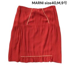 マルニ MARNI スカート 膝丈 フリル ギャザー フェミニン 赤 レッド 40,M,9号 レディース S5Q538