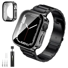 [ANYOI] 対応 Apple Watch バンド 45mm 防水ケース 3D直角エッジデザイン 一体型360ど度 Apple Watch バンド ステンレス製 アップルウォッチ バンド 交換ベルト Apple Watch Series 8/7