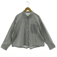 グローバルワーク GLOBAL WORK 365日マイスタイルクロップドシャツ GW624054AD 長袖 ストライプ グレー ホワイト 白 F