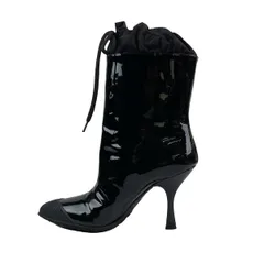 【新品保管品】ミュウミュウ miumiu サイズ表記「36 1/2」 ミュウミュウ Miu Miu 二つ折り財布 マテラッセ ブラック ゴールド