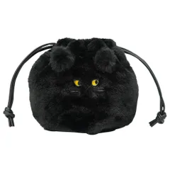 ☆ ブラック ☆ にゃんこファー巾着ショルダー muumarju バッグ KTK-1036 ショルダーバッグ 巾着ショルダーバッグ ショルダーバック 斜めがけバッグ 巾着バッグ レディース ポーチ 猫 ネコ ねこ 猫ショルダー きんちゃく 動物 アニマル