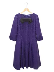 エムズグレイシー 811520 ワンピース 36 パープル フラワーモチーフ ジャカード リボン 総柄 ITDUPH2DL684