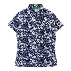 サイズ：M ADIDAS GOLF アディダスゴルフ HS9026 サッカー地 半袖ポロシャツ ボタンダウン 総柄 ネイビー系 [240101290248]# ゴルフウェア レディース ストスト
