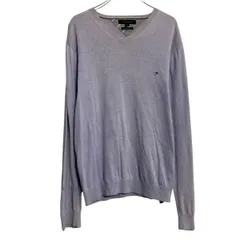 TOMMY HILFIGER コットンニット セーター トミーフィルフィガー ライトパープル XL Vネック 古着卸 アメリカ仕入 a702-5925